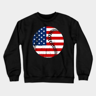 Usa America Flag Baseball 4Th Of July Crewneck Sweatshirt